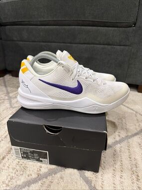 Nike Kobe 8 Protro 'Lakers Home' White Court Purple HF9550-100 Men’s Size 8